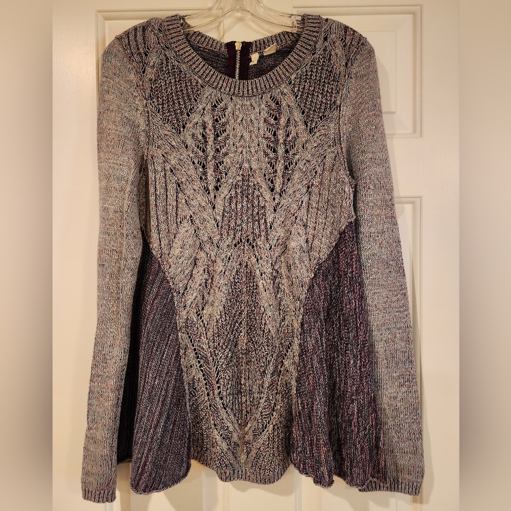 MOTH UNIQUE TUNIC SWEATER SZ S. GRAY INSERT LOOKS HANDMADE. EUC